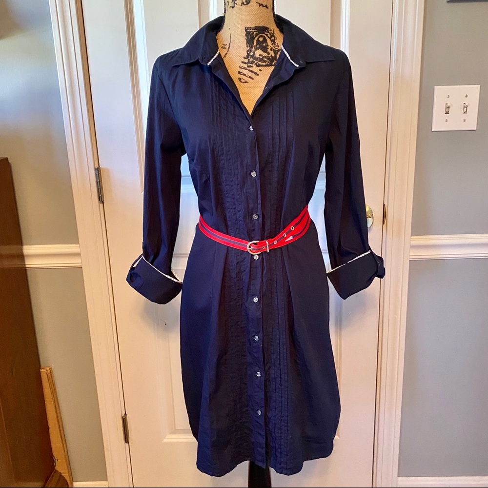 Tommy Hilfiger Navy Blue Belted Dress